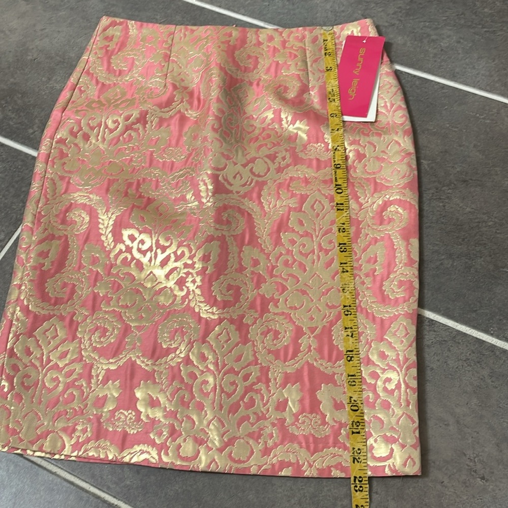 Sunny Leigh Pink and Gold Patterned Pencil/Straight Skirt size 2 - Picture 7 of 9